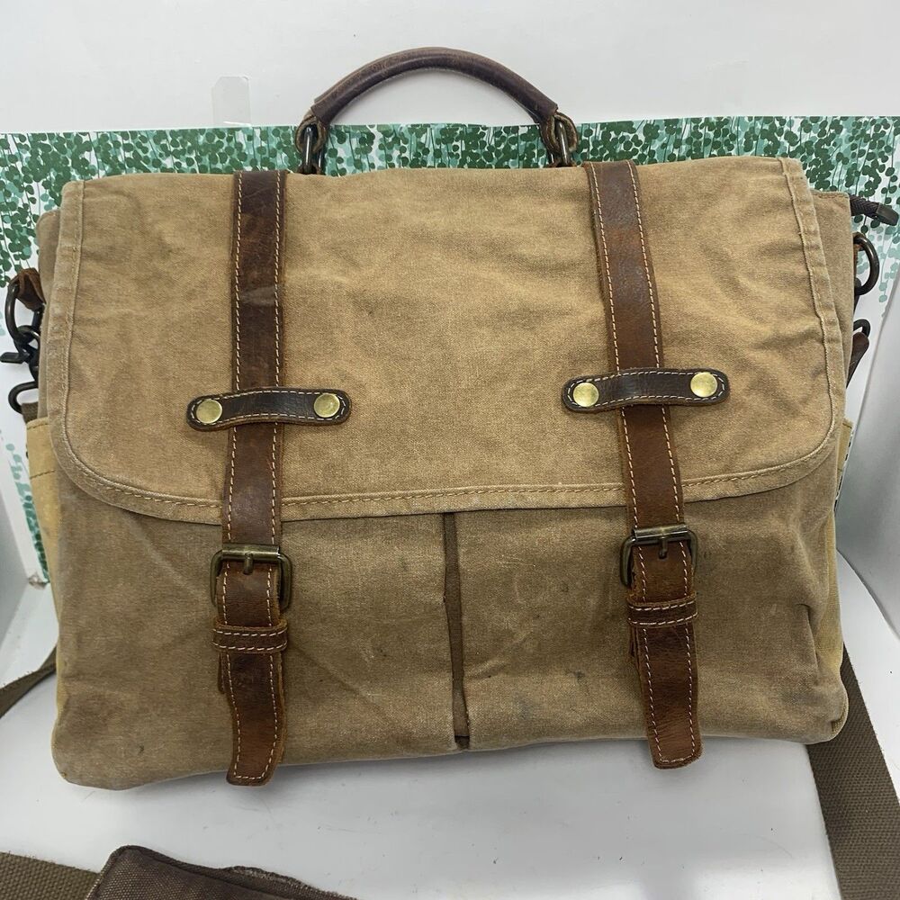 NEWHEY Waxed Waterproof Messenger Bag Laptop Briefcase Shoulder Strap Classic